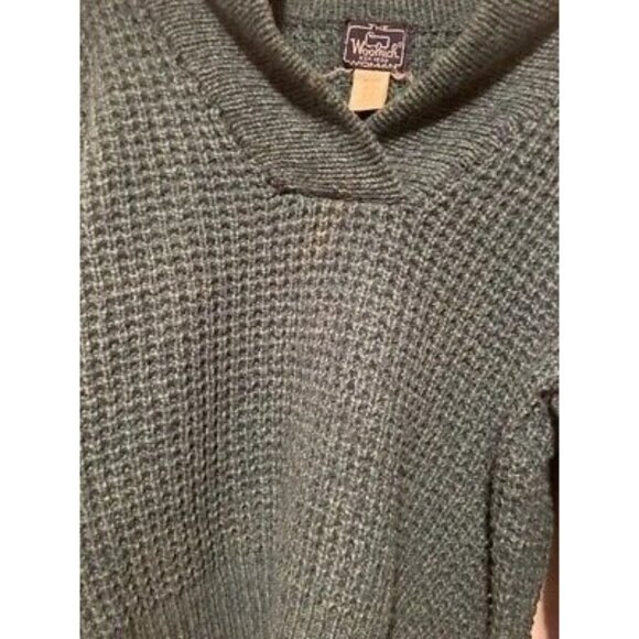 Woolrich Womens Shawl Collar Sweater Size M Green Wool Blend - Picture 4 of 5